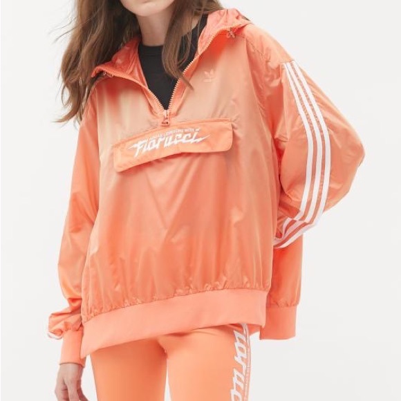 Adidas Orange Windbreaker”Fiarucci” Lightweight Hooded Jacket - Picture 4 of 13